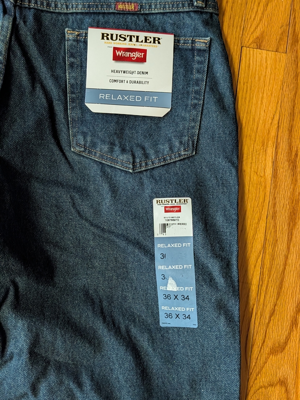 Wrangler Relaxed Fit Men’s Jeans - Dark Blue Denim Rustler 36x34 Nwt